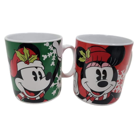 Disney Other - Set of 2 Disney Galerie Huge Mickey & Minnie Mouse Christmas Coffee Mugs